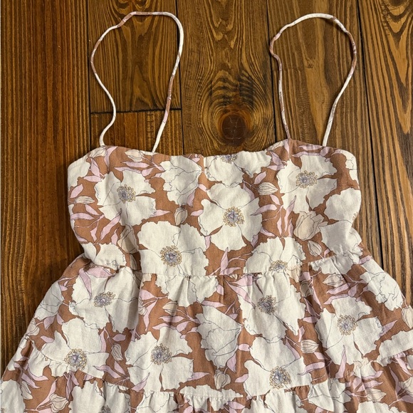 Abercrombie & Fitch Floral Mini Dress in White and Brown - Picture 2 of 4